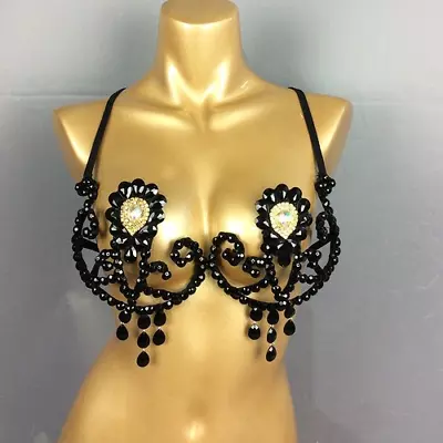 £145.43 • Buy Women Costume Samba Carnival Wire Bra  High Waist Bottom Set Stones Bra Set