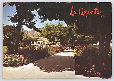 Beautiful Garden Lined Sidewalk~La Quinta Hotel~CA~Santa Rosa~Mtns~Continental • $1.35