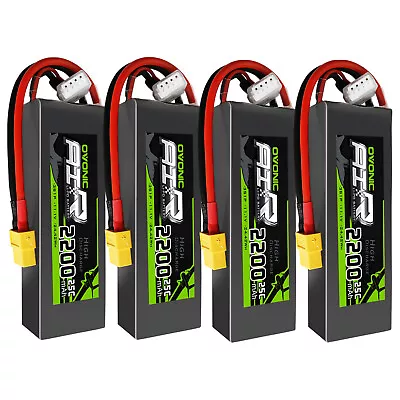 4X OVONIC 11.1V 25C 2200mah 3S Lipo Battery XT60 For RC Helicopter Airplane Boat • $62.55