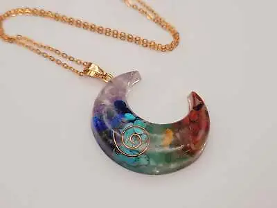 Moon Orgonite  Pendant Necklace Metatron Cosmic Healing Crystal  • $12.99
