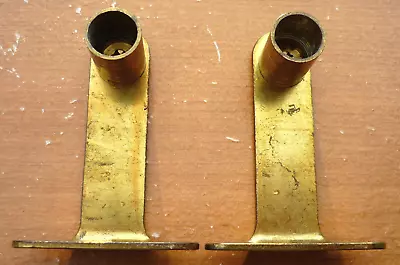 (Pair) Vintage Brass Finish Outside Mount 1-1/2  Curtain Rod Barrel Brackets • $13.85