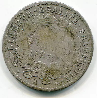 France  2 Franc 1871-A Large A  KM-817.1    Lotmar3641 • $9.25