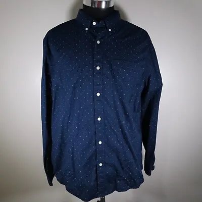 $12.34 • Buy American Eagle Men's Blue Polka Dot Long Sleeve Button Down Shirt Size XL