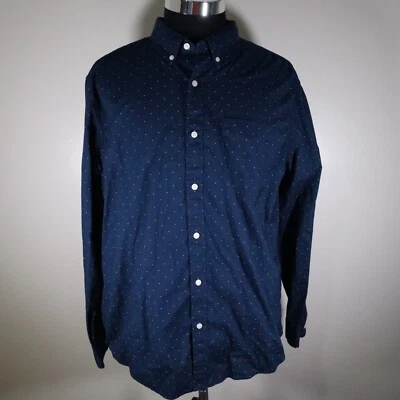 $12.34 • Buy American Eagle Men's Blue Polka Dot Long Sleeve Button Down Shirt Size XL