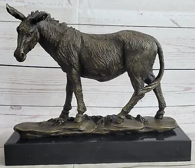 Bronze Sculpture Art Deco Donkey Mule Handcrafted Detailed Marble Base Figurine • $299