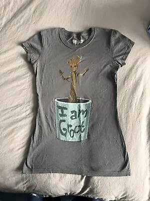Grey Marvel Guardians Of The Galaxy Groot Ladies T-shirt In Size Medium • £6.50