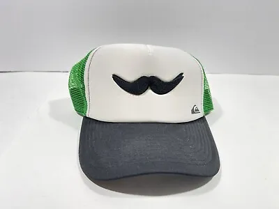 Quicksilver Mesh Trucker Hat Detachable Mustache Green Black White Snapback • $15.99