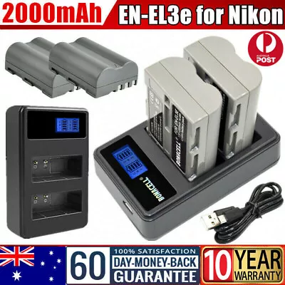 2/4x EN-EL3E Battery / USB LCD Charger For Nikon D700 D300 D200 D100 D90 D80 D70 • $63.99