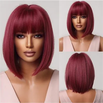 Women Wigs Brown Blonde Red Short Bob Synthetic Natural Hair Straight Daily Wig • $14.60