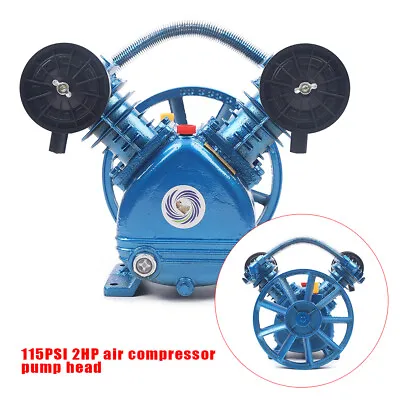 V Style 2HP Air Compressor Pump Twin Cylinder 2 Piston Head Single Stage Blue • $115.62