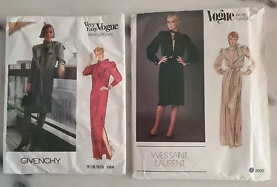Vogue Paris Original Patterns Yves Saint Laurent 2600 & Givency 1309 UNCUT • $12