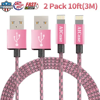 $14.99 • Buy 2x IPhone Charger Cable 10ft Long Charging Cord For IPhone 14 13 12 11 Pro Max 8