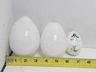 Antique Vintage Glass Eggs Hand Blown Pontil Milk Glass Huge Ostrich Emu • $39.99