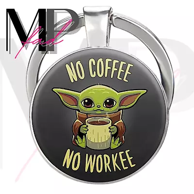 Baby Yoda Keychain Mandalorian Keyring Key Fob Pendant Bag NO COFFEE NO WORKEE • $9.98