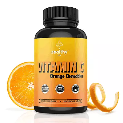 Vitamin C 500mg Orange Flavor Immune Support Supplement 120 Chewable Pills • $6.28