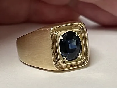 Mens Vintage 2.60ct Sapphire 18k Yellow Gold Ring Size 10.5 • $2350