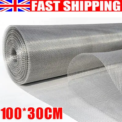Stainless Steel Mesh Sheets Woven Fine Metal Wire Roll Filter Screen Insect Net • £13.89