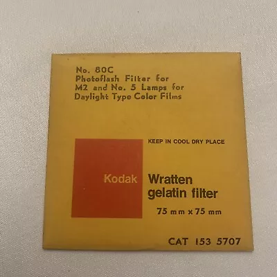 $16.79 • Buy KODAK No. 80C Wratten Gelatin Filter 75 X 75mm CAT 153 5707 New Sealed