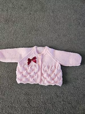 GORGEOUS New Hand Knitted Lacy Traditional Matinee Baby Coat 0-6 Months DK • £5.25