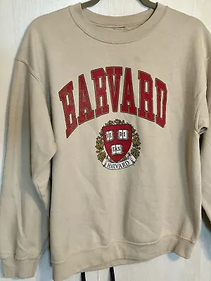 Vintage Harvard Sweatshirt Mens Medium Cream White Color Has Some Stain Spots • $17