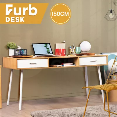 $85.95 • Buy Furb Computer Desk Office Study Writing Laptop Work Table Wooden With Drawers
