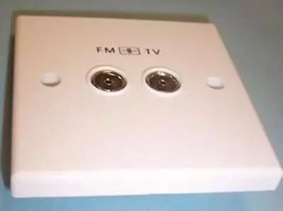 £2.29 • Buy Tv - Fm - Coaxial Double Outlet Plate - Flush Fitting