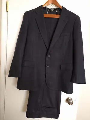 Lanvin Men’s Suit 46R Dark Blue Pinstriped 100% Wool 2 Pieces • $75