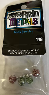Tongue Piercing MORBID METALS Body Jewelry 14G BB 14GPURP GRN BONUS - Candy Tone • $2.50