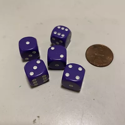 Five Small Purple Six Sided Dice With White Pips • $5