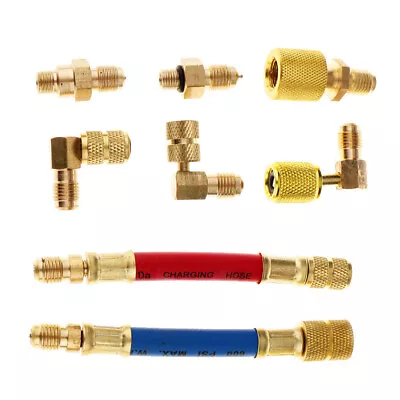 Car AC Air Conditioner R134A R12 Convertng Adapter Hose Set 8 Pcs Fitting Tools • $20.99