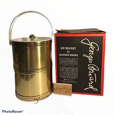 $22.49 • Buy Vintage Georges Briard 5Qt Ice Bucket Satin Gold Vinyl With Lucite Handle Box