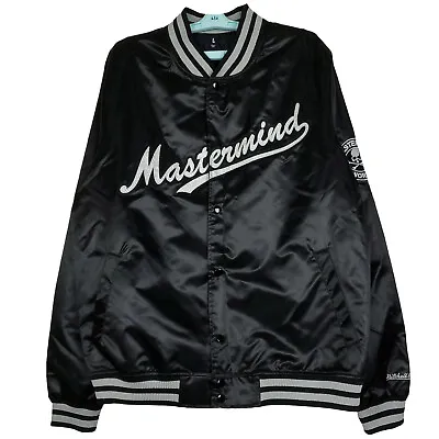 Mastermind World Mitchell & Ness Satin Varsity Jacket L Large Black Gray New • $350