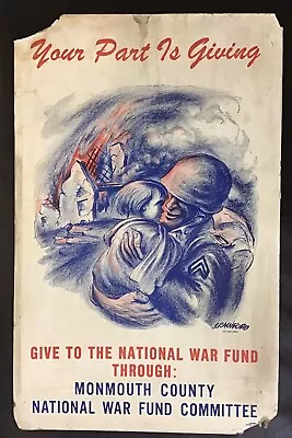 WWII War Fund Poster Board Monmouth County National War Fund Committee • $29