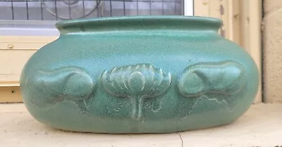 Vintage Royal Haeger Arts & Crafts Mission Revival Matte Green Planter Vase 11x5 • $45