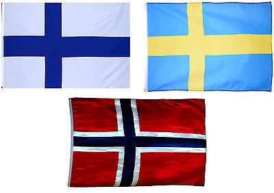 3x5 3'x5' Wholesale Combo Set Finland & Norway & Sweden 3 Flags Flag • $19.88