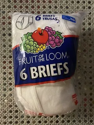 Fruit Of The Loom Tighty Whitey White Boys 6 Pack Briefs Size M 10-12 NEW 2002 • $30