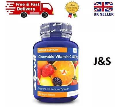 Vitamin C 500mg Chewable 180 Vegan Tablets Supports Function Of Skin & Teeth • £8.89