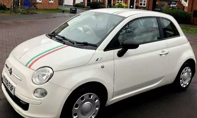 Fiat 500 595 Italian Flag Racing Stripes Bonnet Roof Boot Decal Graphics OTT90 • £22.99