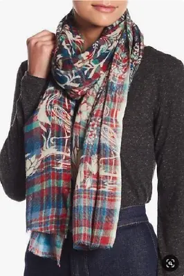 Vismaya Plaid Floral Woven Scarf  • $39.99