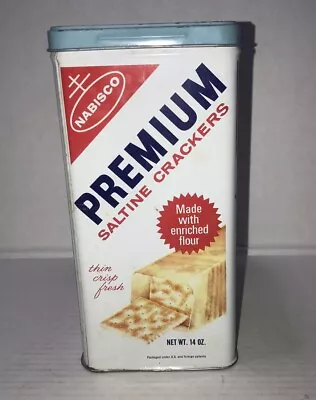 Vintage 1969 Nabisco Premium Saltine Cracker Metal Tin 14 Oz Size • $14.99