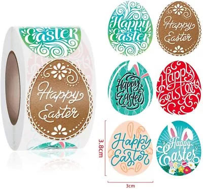 50/100pcs Happy Easter Bunny Eggs Oval Stickers Gift Seals Labels #12 • $3.99