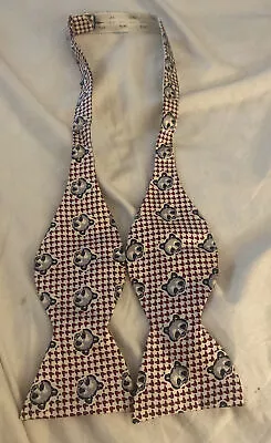 A. SULKA Co VTG Silk Geometric Print 3.25  Bow Tie W/ Pandas • $35