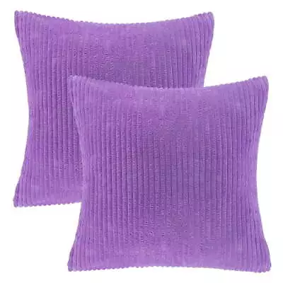 2 Pack Soft Corduroy Striped Velvet Square Decorative Throw Pillow Polyester • $28.13
