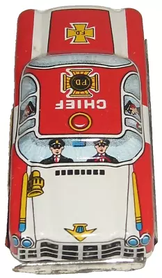 Vintage 1960s FIRE CHIEF Metal Litho Friction Toy Car Japan • $10