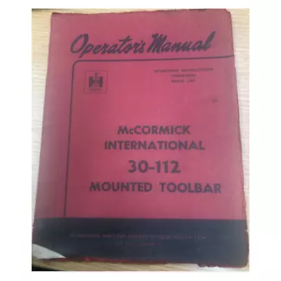 McCormick International 30-112 Mounted Tool Bar Parts & Operators Manual B060 • £4.99