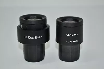 Carl Zeiss PL 10x/18 Microscope Eyepiece Ocular Pair 30mm 44-41-31 (32) W/Marker • $149.99