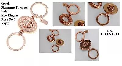 Coach Signature Turnlock Valet Key Ring In Rose Gold New With Tags • £96.50