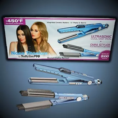 Babyliss Nano Titanium Ultrasonic Cool Mist Flat Iron + Omni Styler Straightener • $99.99