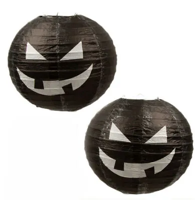 🔥2 Pack 3D Halloween Paper Lantern Creepy Pumpkin Face Hanging Decoration Party • £2.45