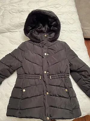 Zara Girl Down Jacket Collection Black Puffer Hooded Long Jacket/Coat Size 13-14 • $29.99